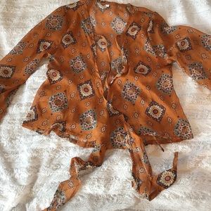 Sheer front tie blouse